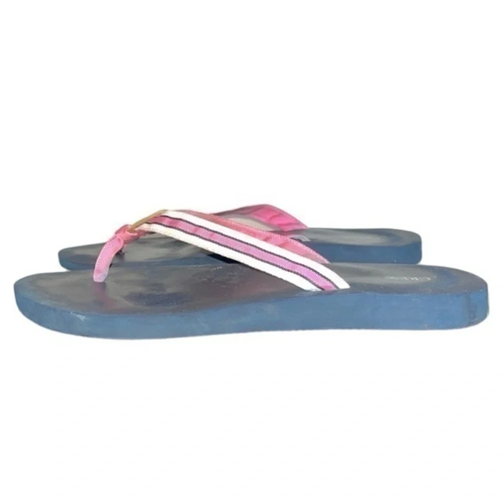 J.Crew Thong Flip Flops Pink/White Straps Womens Size 9